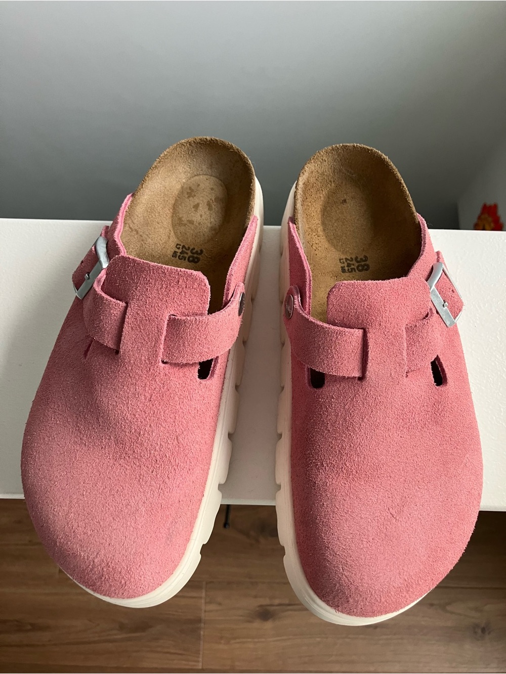 Papillio Suede Clog in Rose Pink with Buckle